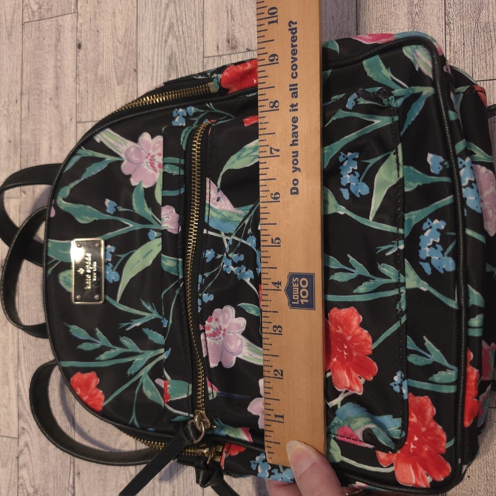 Kate Spade Small Backpack Purse Hummingbird Black Floral - Picture 11 of 12